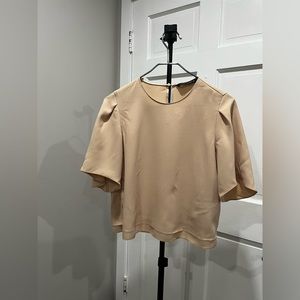 Zara beige short sleeve blouse